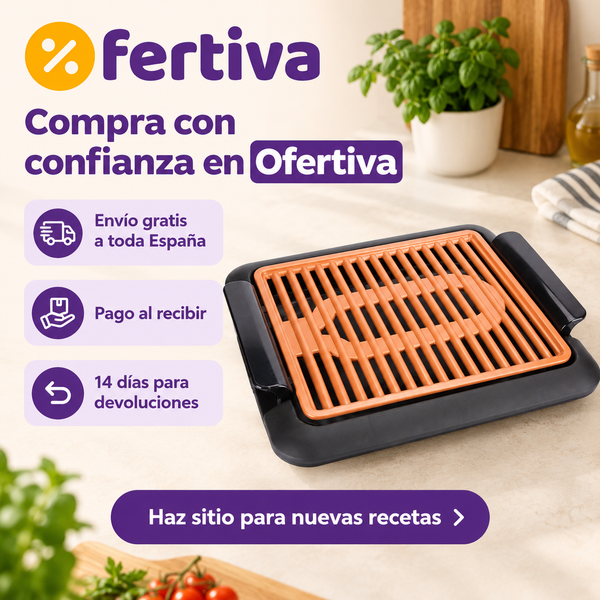 Grill Eléctrico Sin Humo con Revestimiento Cobre