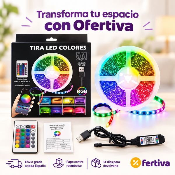 Tira LED RGB 5 m con Mando y App