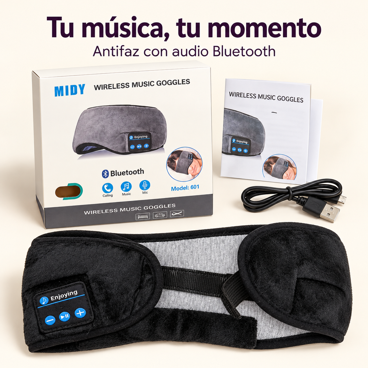 Antifaz para Dormir con Auriculares Bluetooth