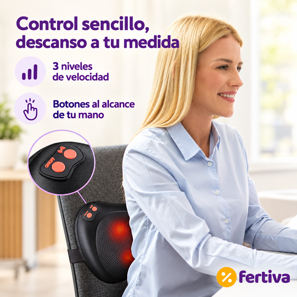 Cojín de Masaje Shiatsu con Calor para Cuello, Espalda y Piernas