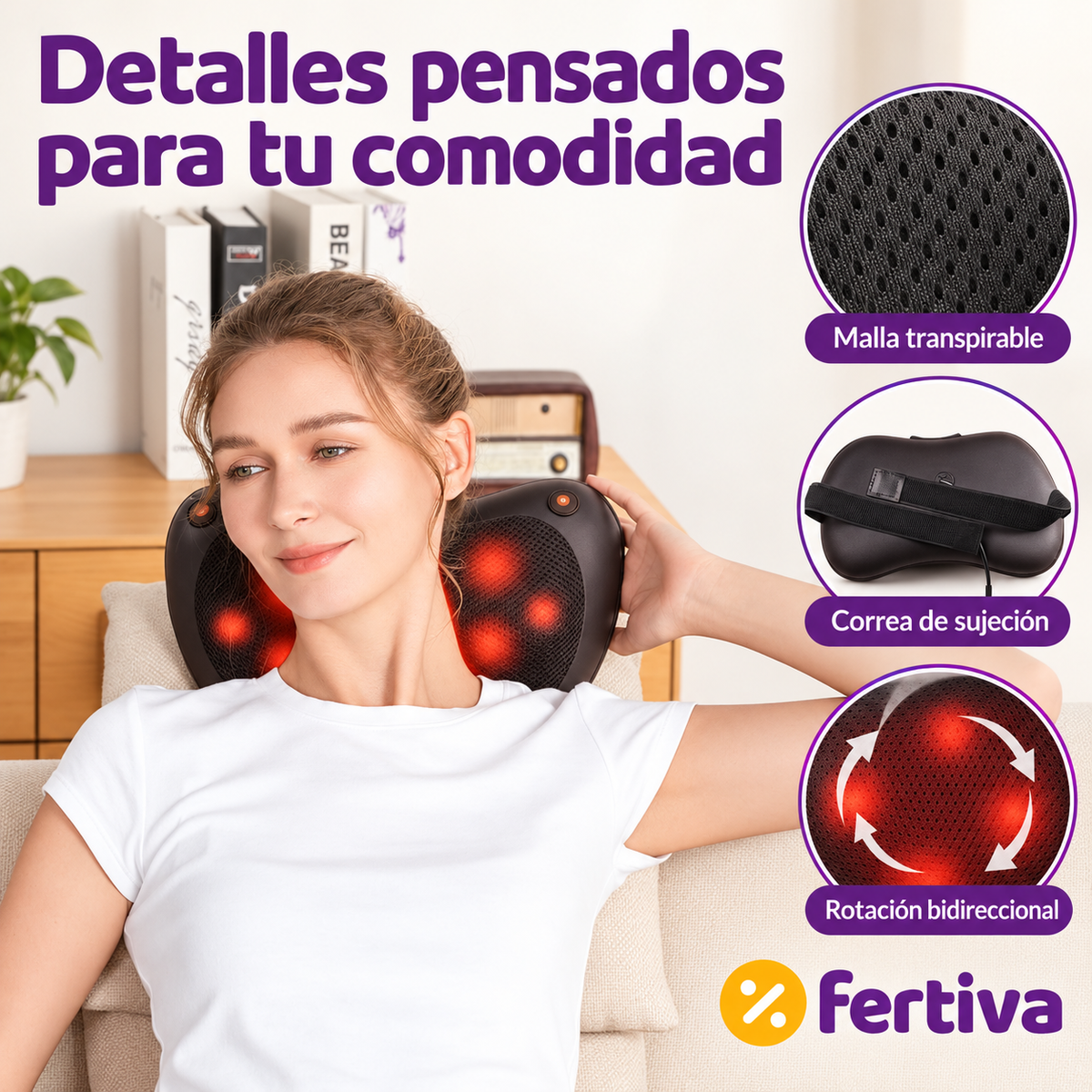 Cojín de Masaje Shiatsu con Calor para Cuello, Espalda y Piernas