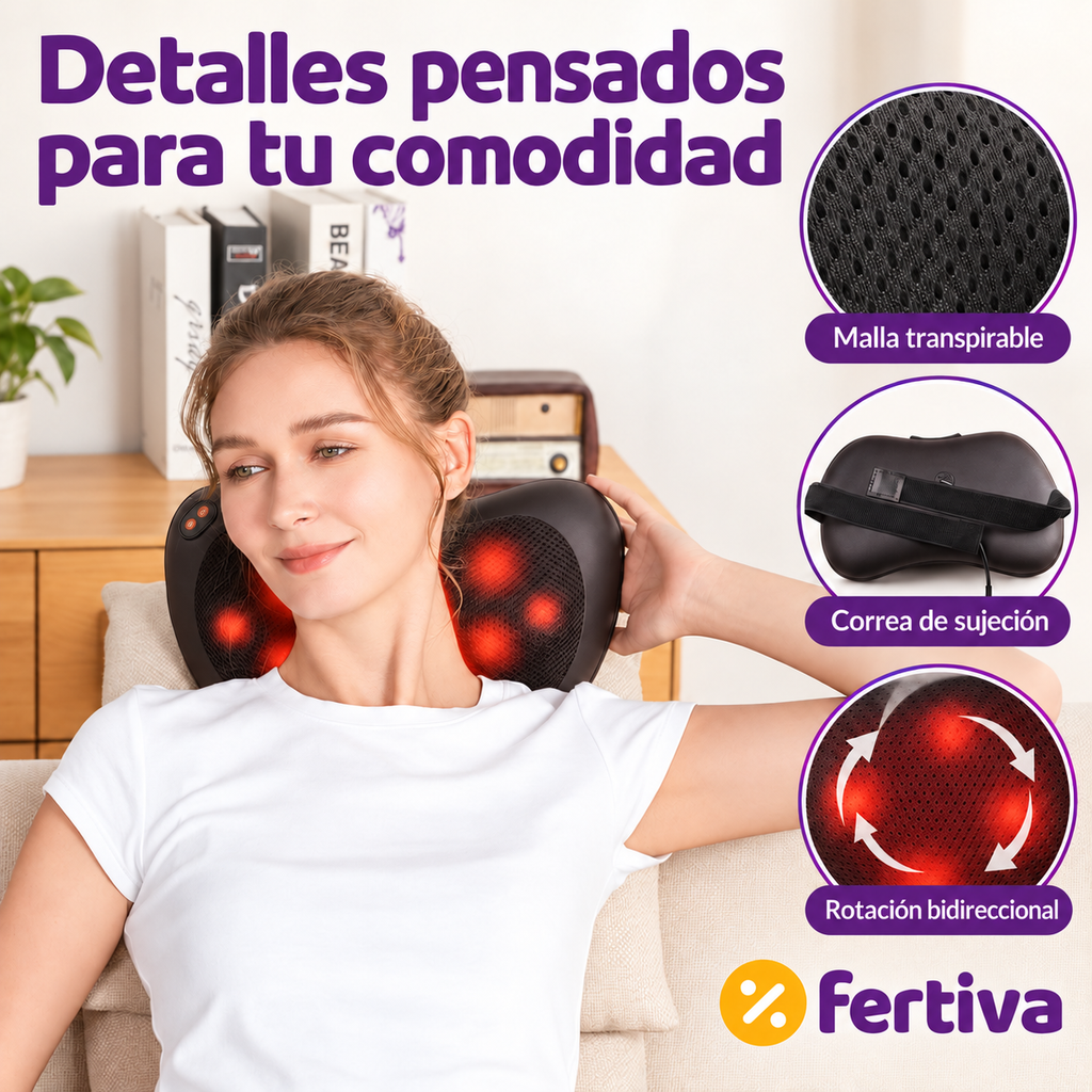 Cojín de Masaje Shiatsu con Calor para Cuello, Espalda y Piernas
