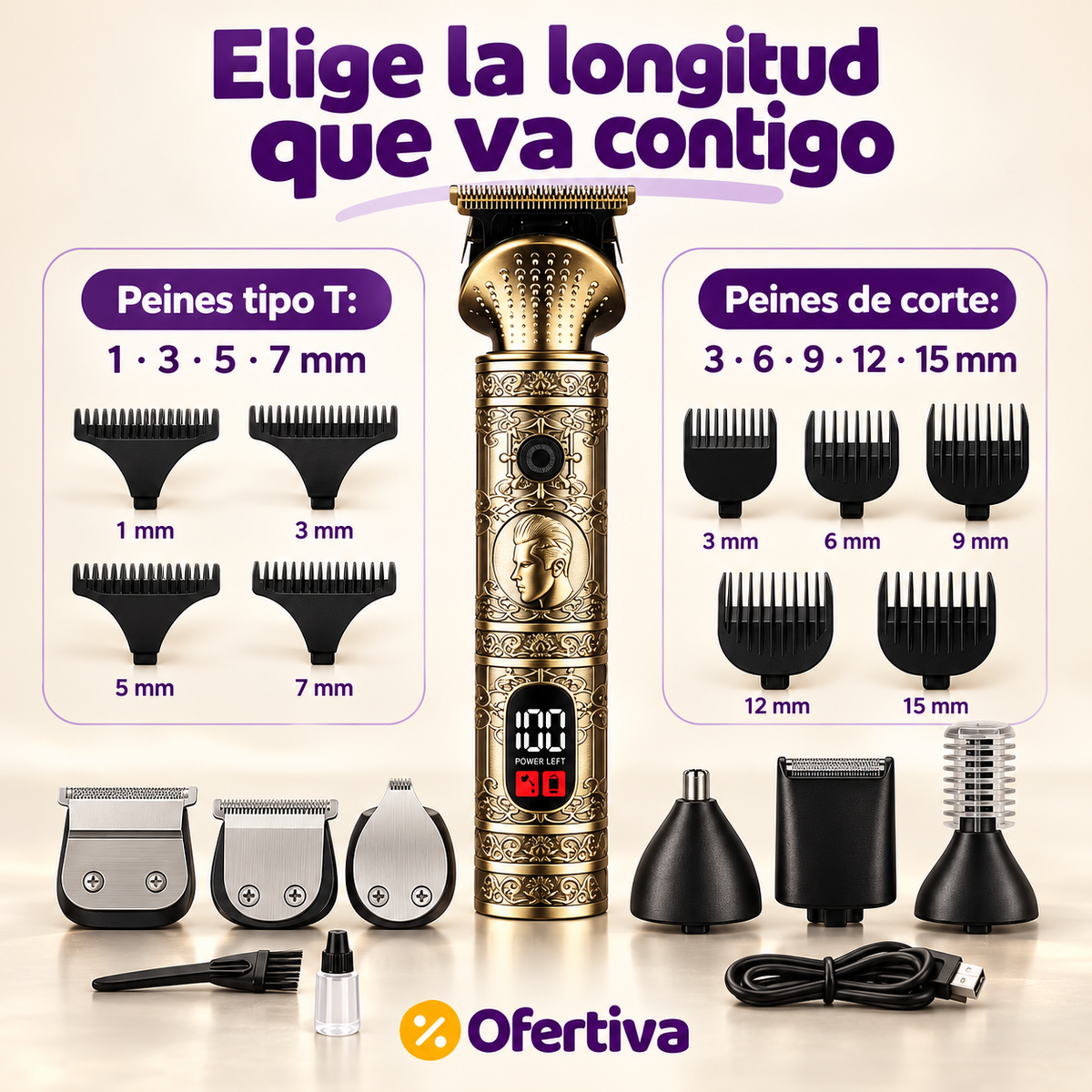 Máquina Cortapelo 6 en 1 Recargable