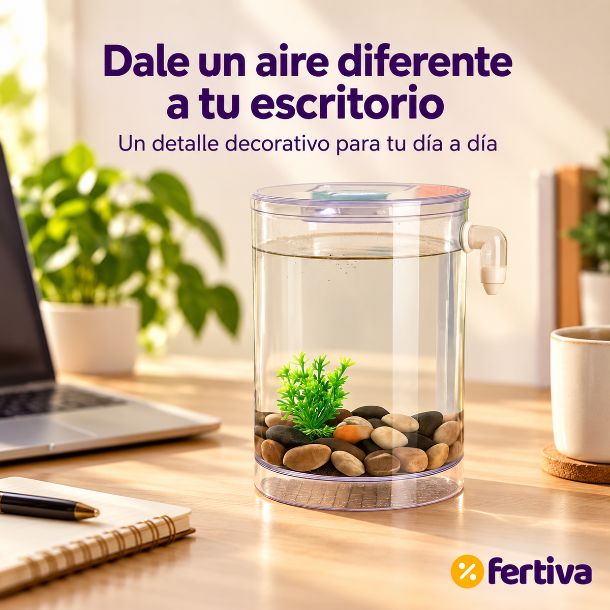 Acuario con Limpieza Integrada y Luz LED