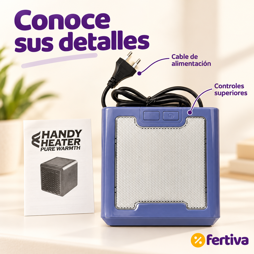 Calefactor Cerámico Portátil 1500W Silencioso con Luz Ambiental