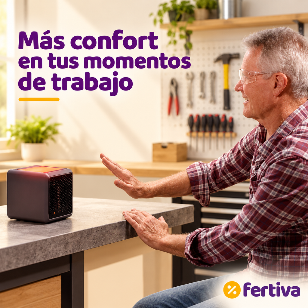 Calefactor Cerámico Portátil 1500W Silencioso con Luz Ambiental