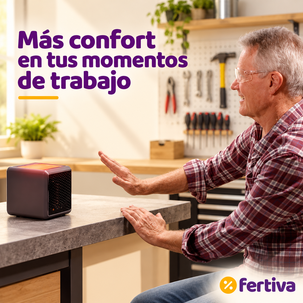 Calefactor Cerámico Portátil 1500W Silencioso con Luz Ambiental