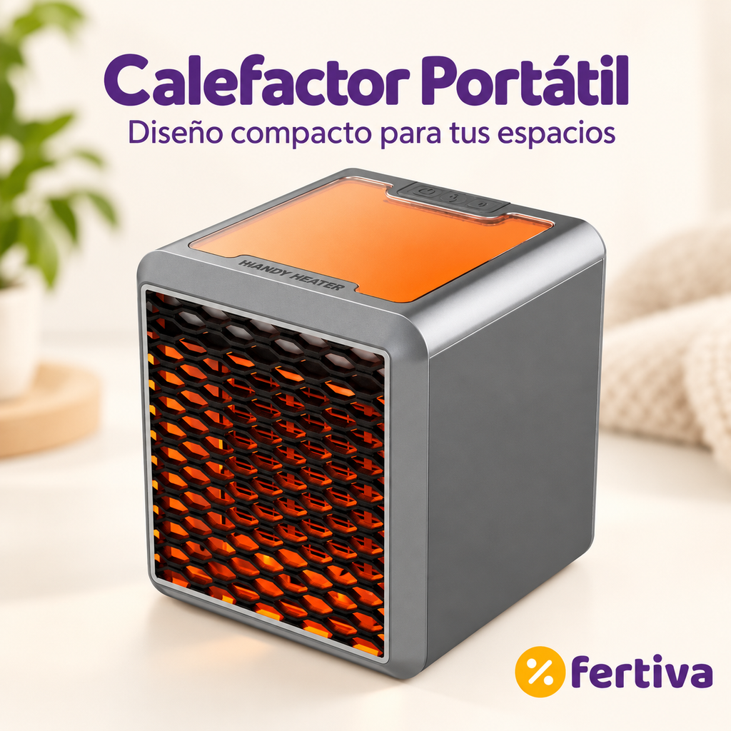 Calefactor Cerámico Portátil 1500W Silencioso con Luz Ambiental