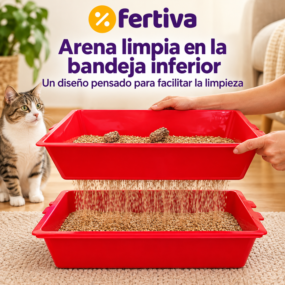 Arenero Sift & Go – Limpia la Arena del Gato sin Pala