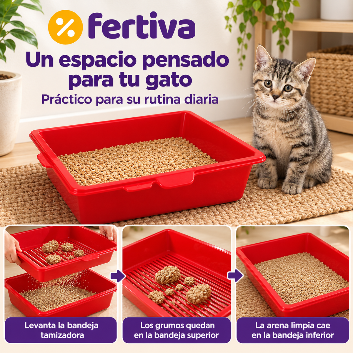 Arenero Sift & Go – Limpia la Arena del Gato sin Pala