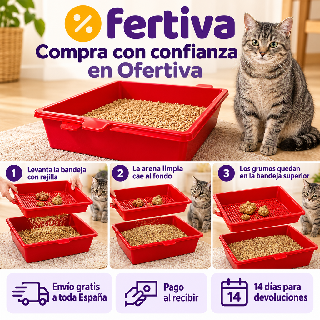 Arenero Sift & Go – Limpia la Arena del Gato sin Pala