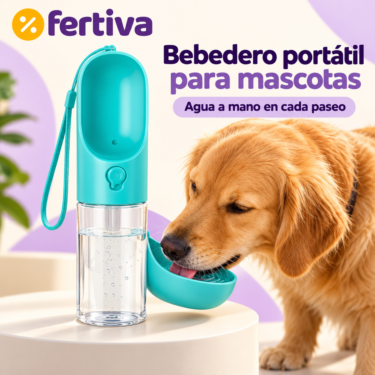 Botella Bebedero Portátil para Perros con Filtro