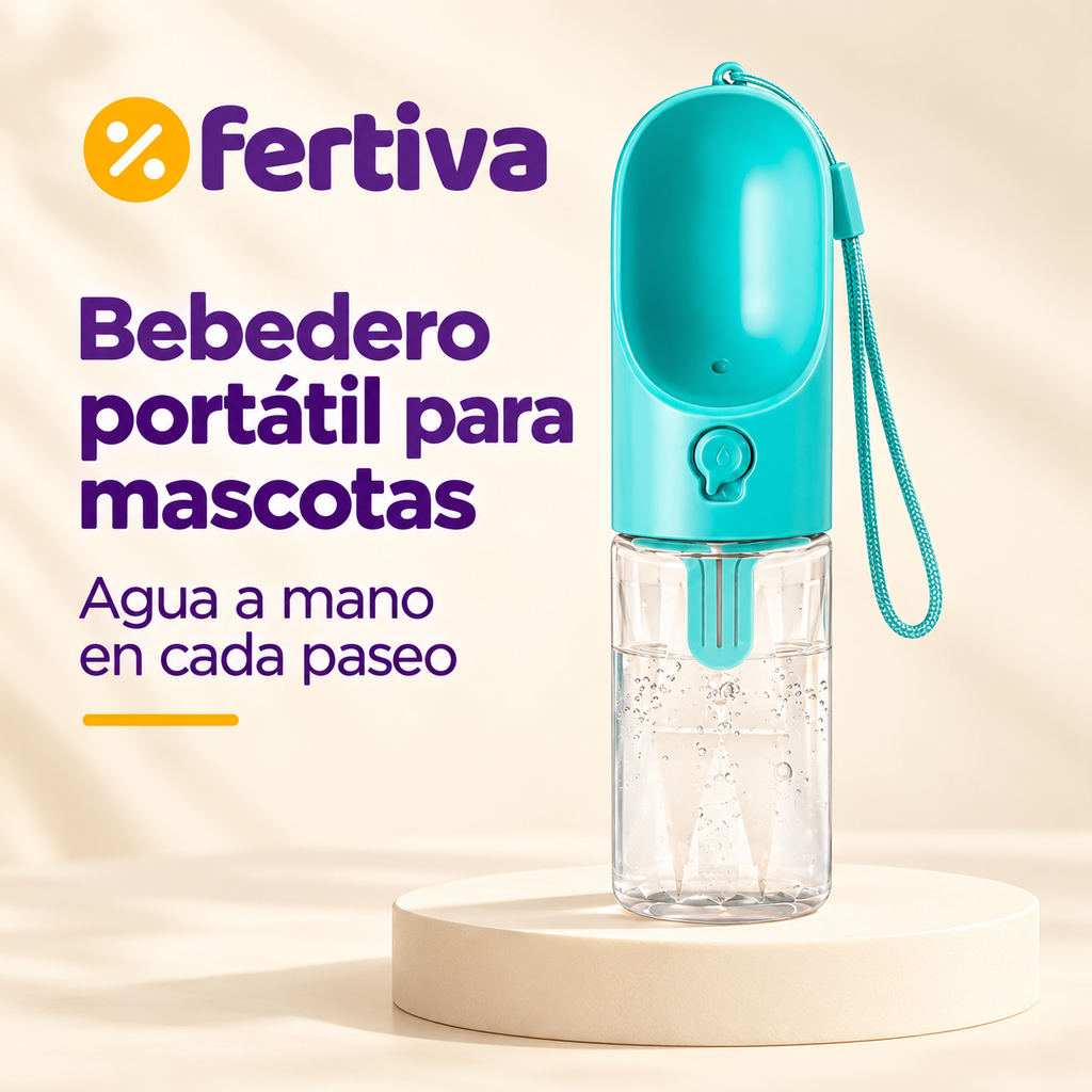 Botella Bebedero Portátil para Perros con Filtro