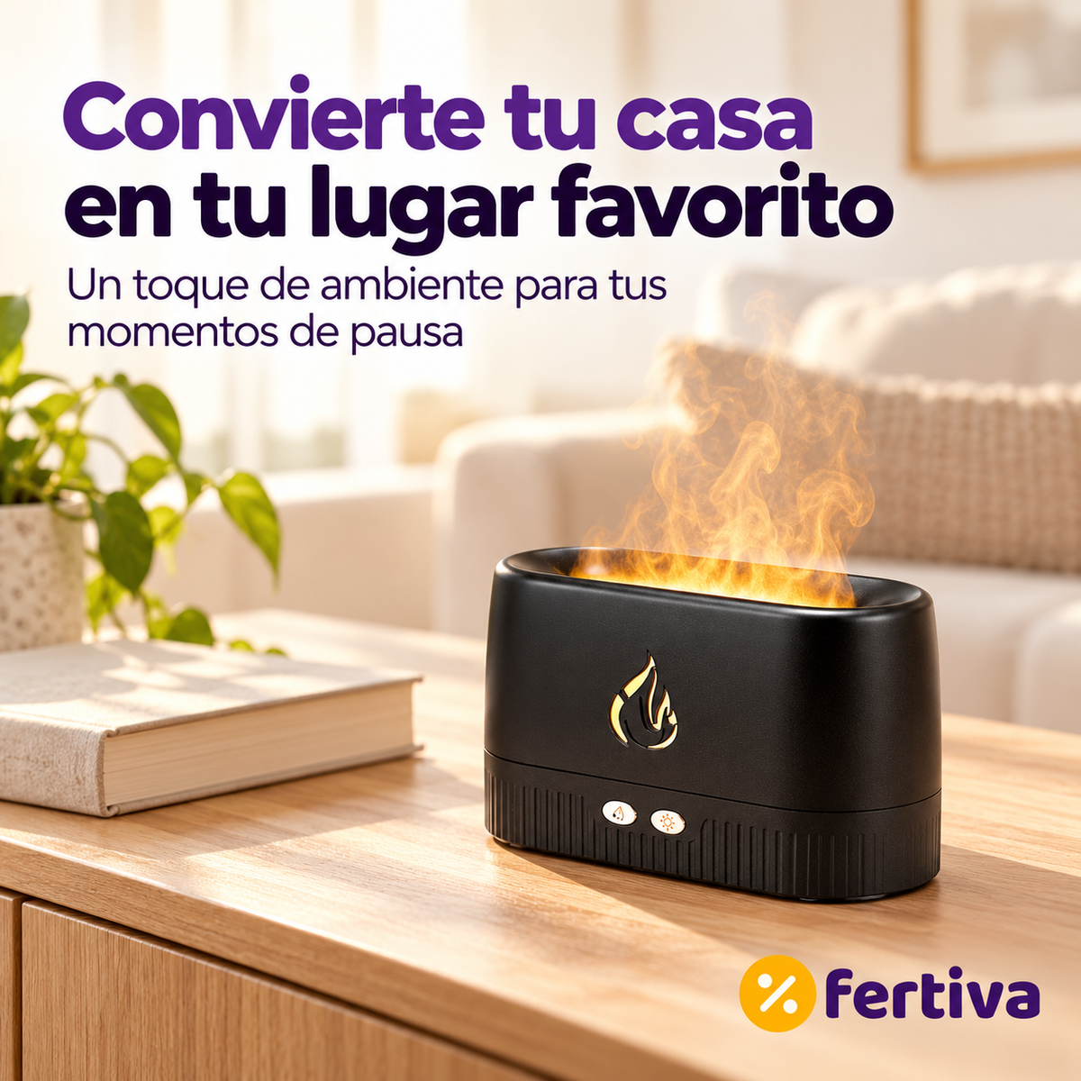 Humidificador Efecto Llama con Luz LED