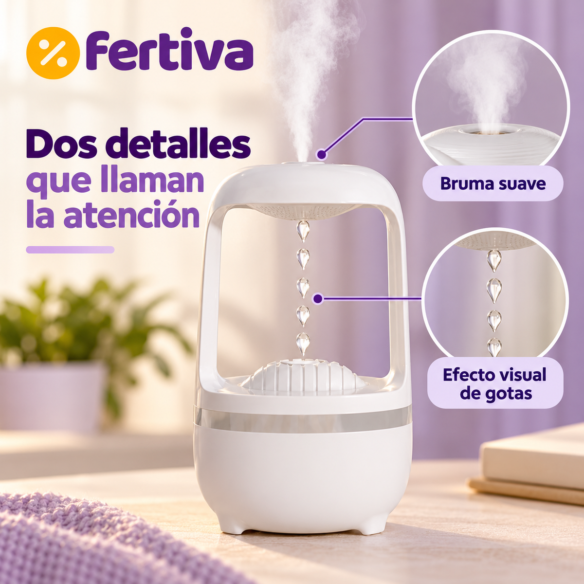 Humidificador Antigravedad de Gotas de Agua