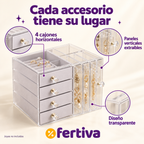 Joyero Transparente de 4 Niveles