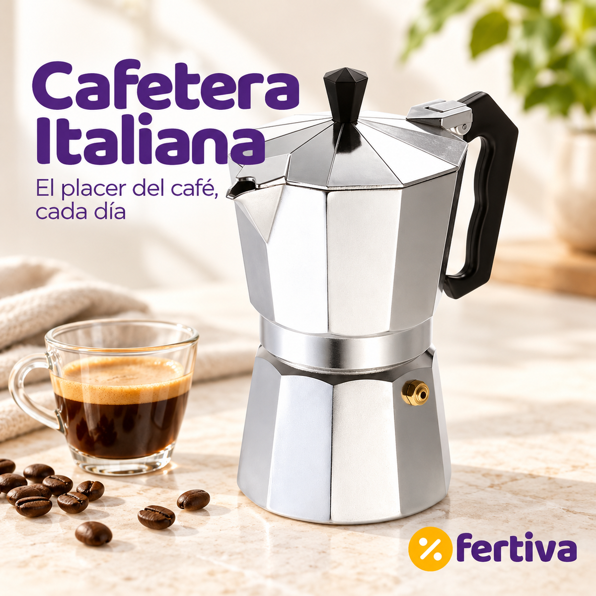 Cafetera Italiana Clásica 12 Tazas Apta para Inducción