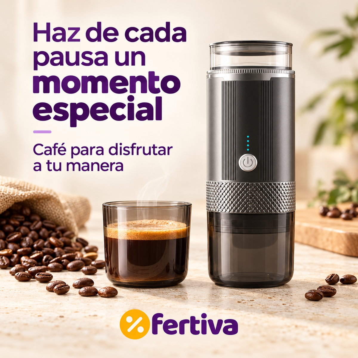 Cafetera Portátil Recargable para Cápsulas y Café Molido