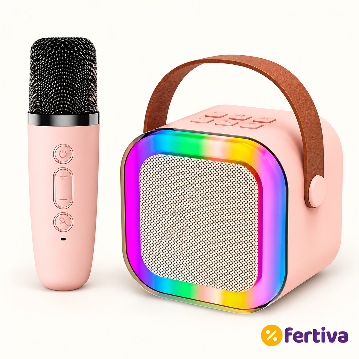 Karaoke Portátil Bluetooth con Micrófono y Luces