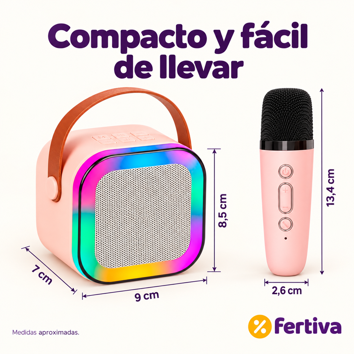 Karaoke Portátil Bluetooth con Micrófono y Luces
