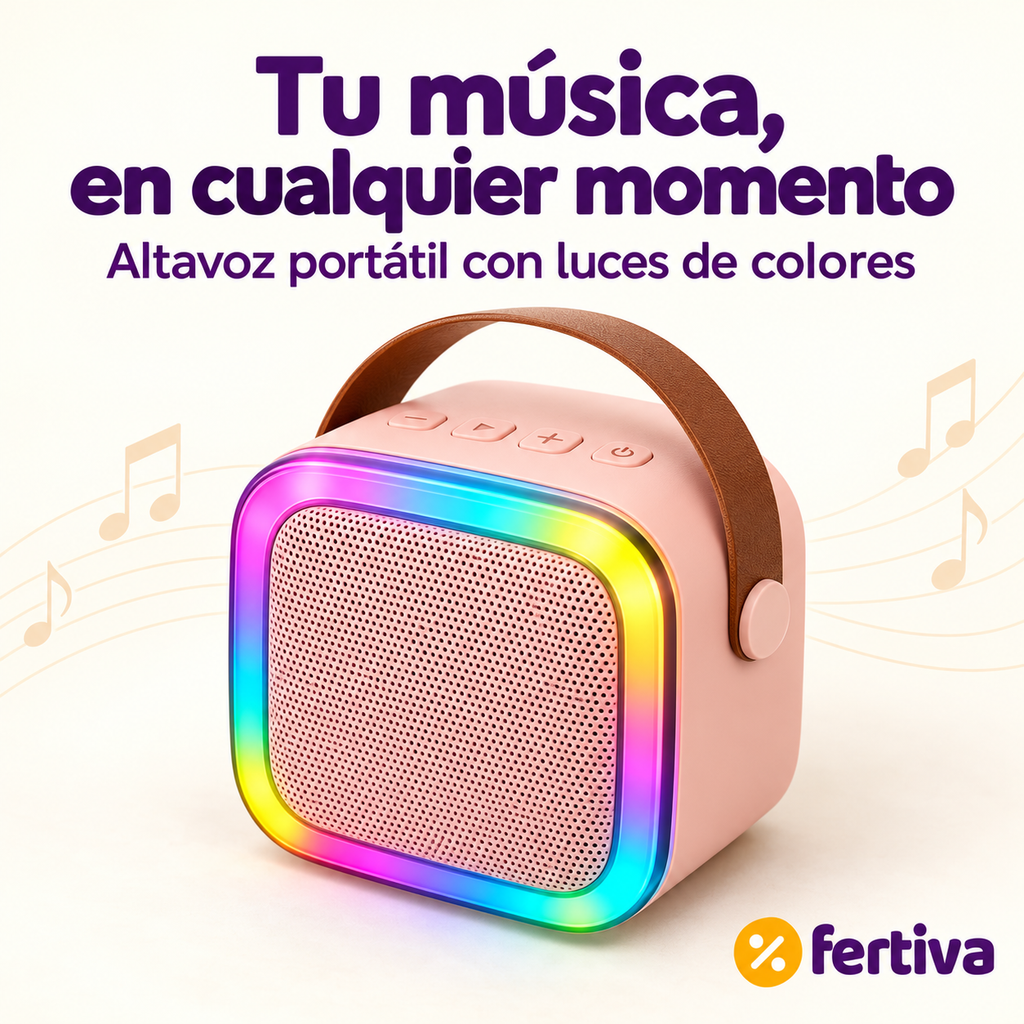 Karaoke Portátil Bluetooth con Micrófono y Luces