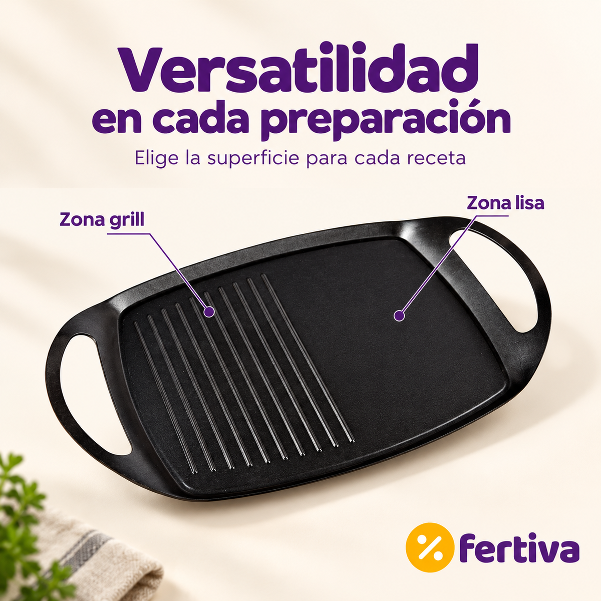 Plancha Grill de Inducción 47 cm con Revestimiento Efecto Piedra