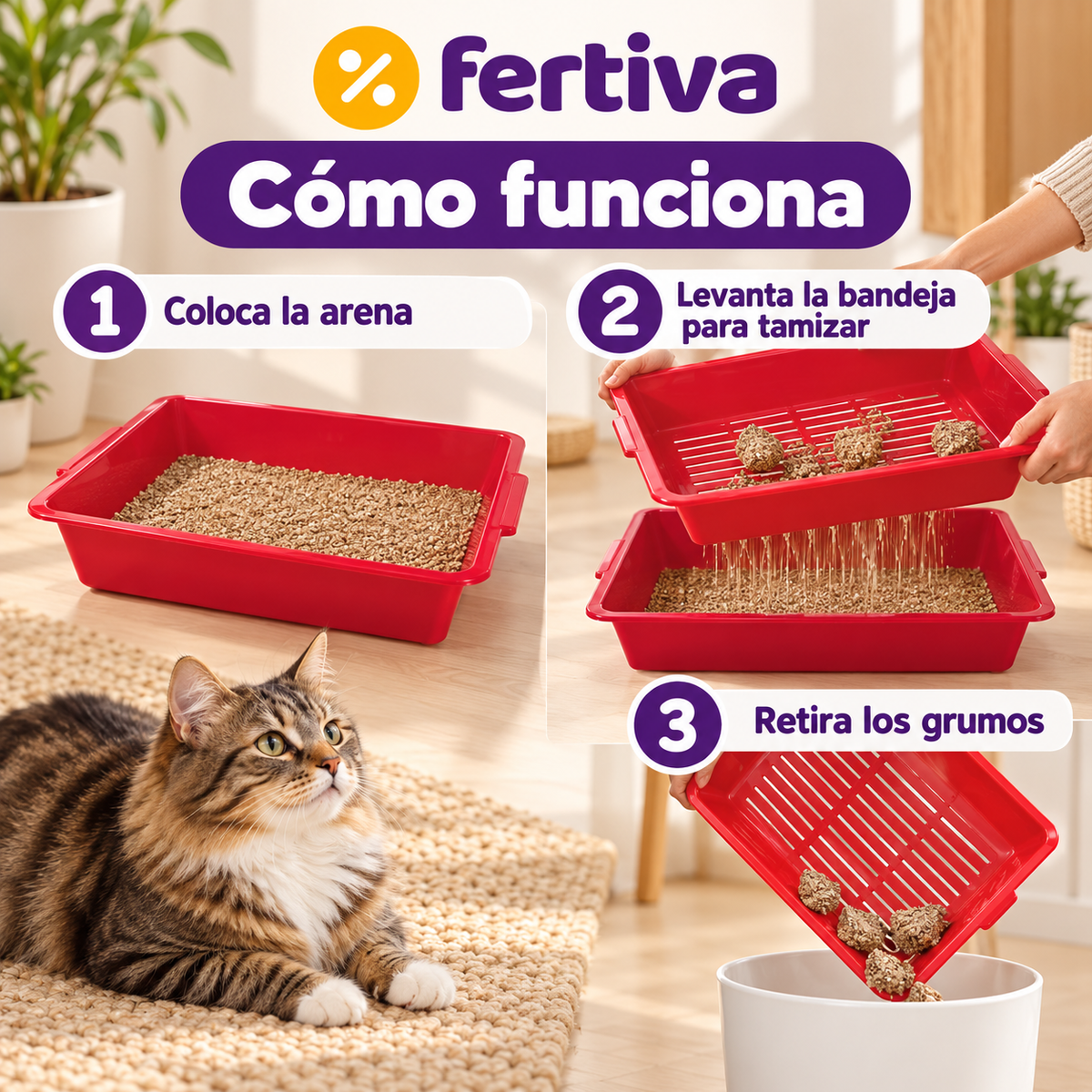 Arenero Sift & Go – Limpia la Arena del Gato sin Pala