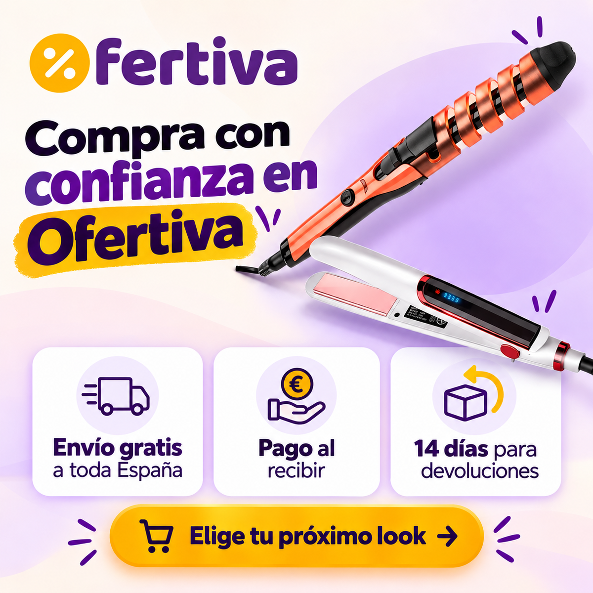 Pack Plancha Alisadora Mini + Rizador Espiral de Cerámica