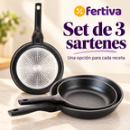 Set 3 Sartenes Efecto Piedra Aptas para Inducción