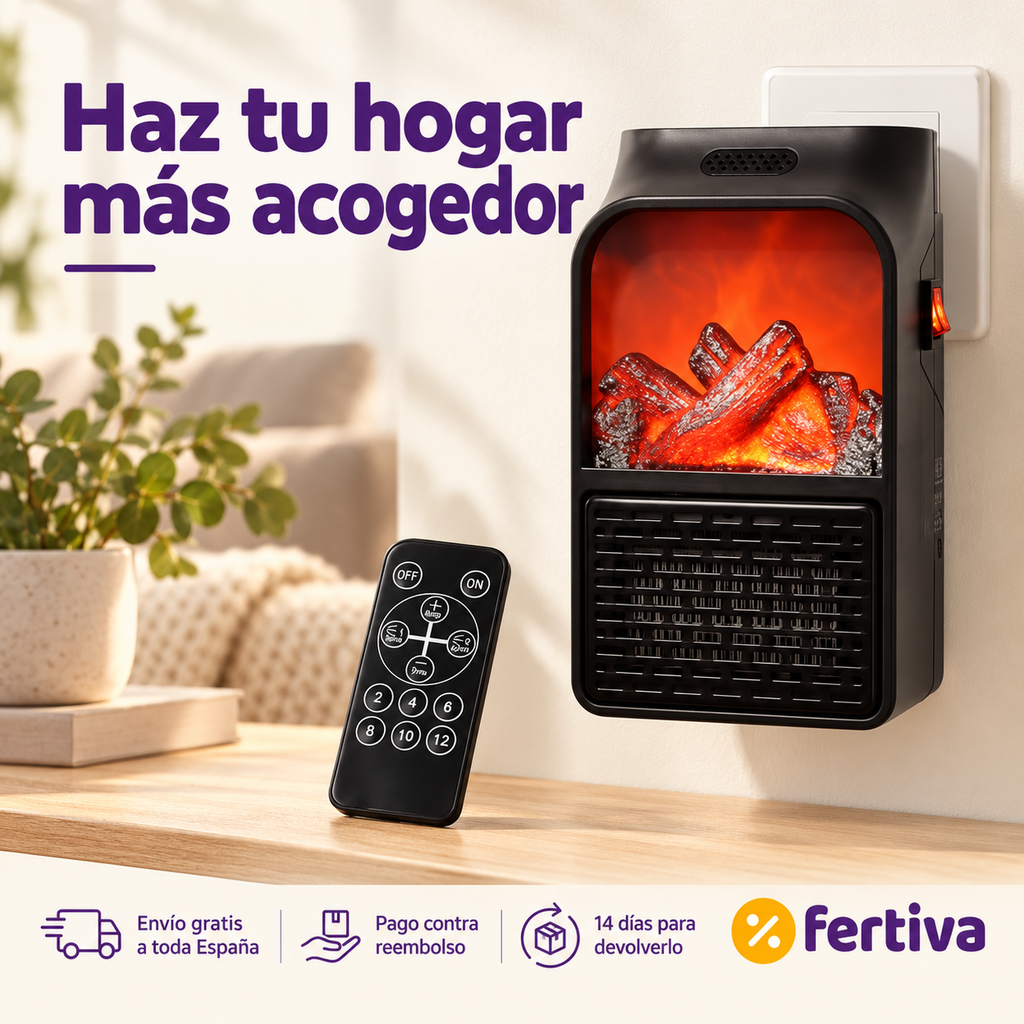 Calefactor Enchufable 1000W con Mando a Distancia