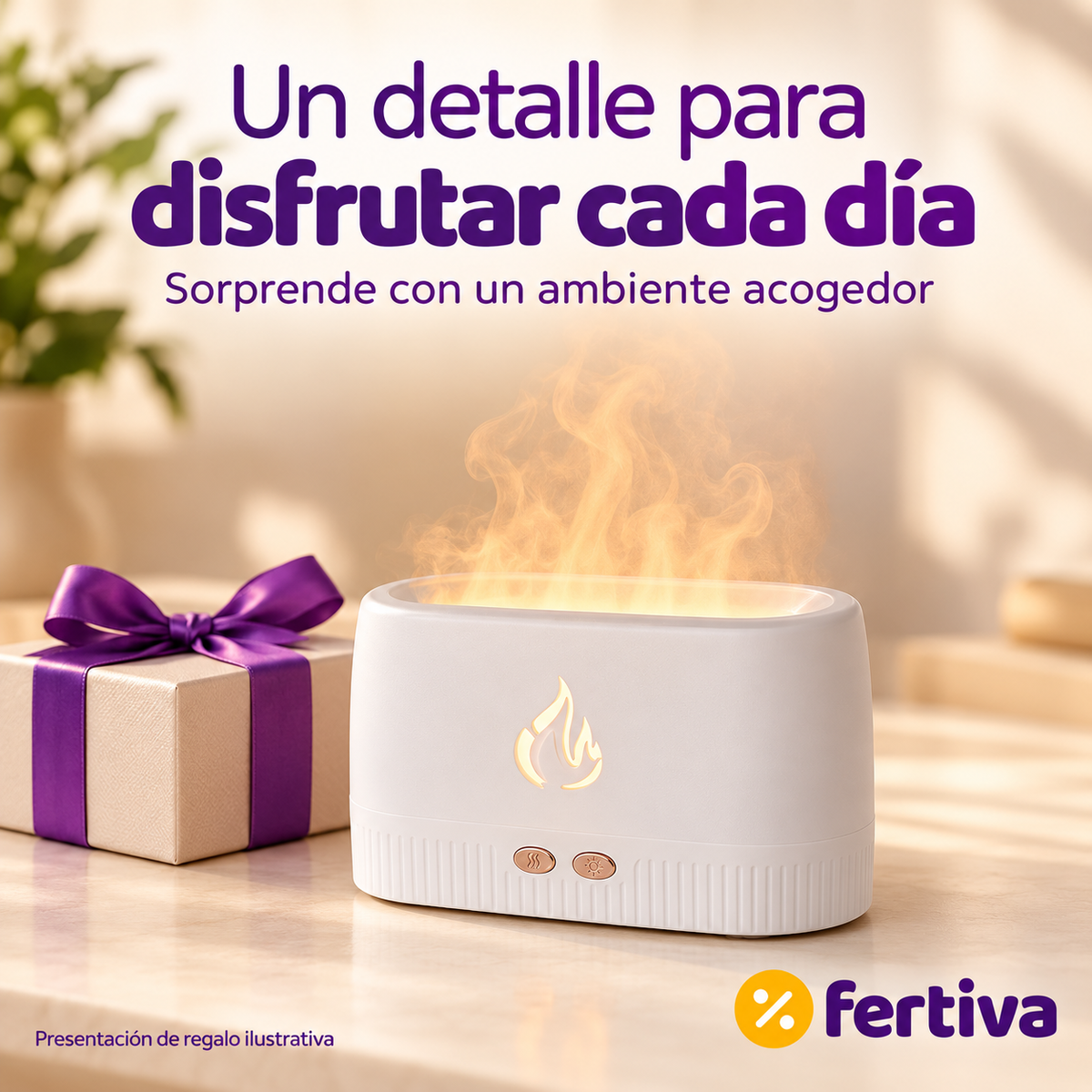 Humidificador Efecto Llama con Luz LED
