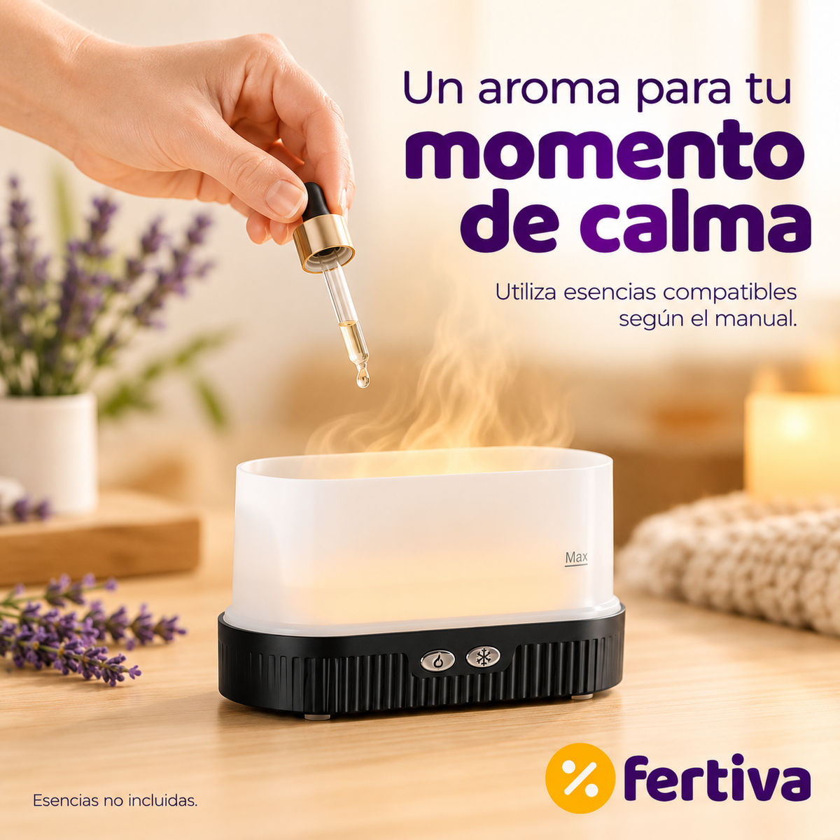 Humidificador Efecto Llama con Luz LED