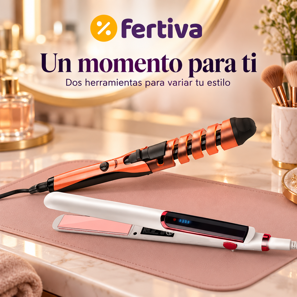 Pack Plancha Alisadora Mini + Rizador Espiral de Cerámica