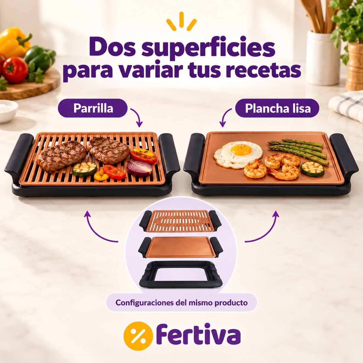 Grill Eléctrico Sin Humo con Revestimiento Cobre