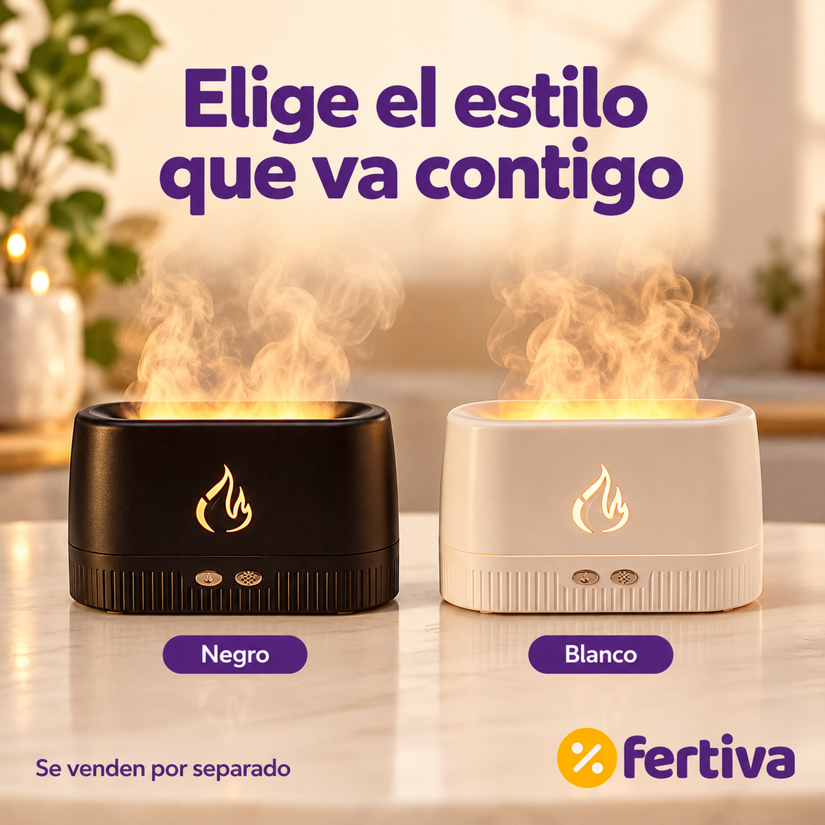Humidificador Efecto Llama con Luz LED