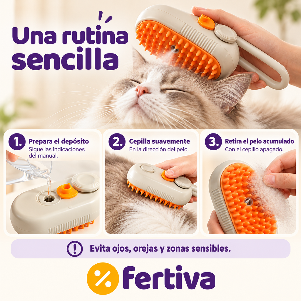 Cepillo de Vapor para Gatos y Perros – Pack 2
