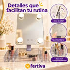Espejo Organizador 360° con Luz LED y Joyero