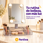 Espejo Organizador 360° con Luz LED y Joyero