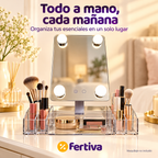 Espejo Organizador 360° con Luz LED y Joyero