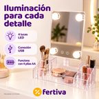 Espejo Organizador 360° con Luz LED y Joyero