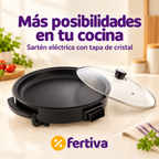 Paellera Eléctrica 42 cm 1500W con Tapa de Cristal