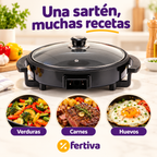 Paellera Eléctrica 42 cm 1500W con Tapa de Cristal