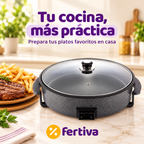 Paellera Eléctrica 42 cm 1500W con Tapa de Cristal