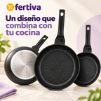 Set 3 Sartenes Efecto Piedra Aptas para Inducción
