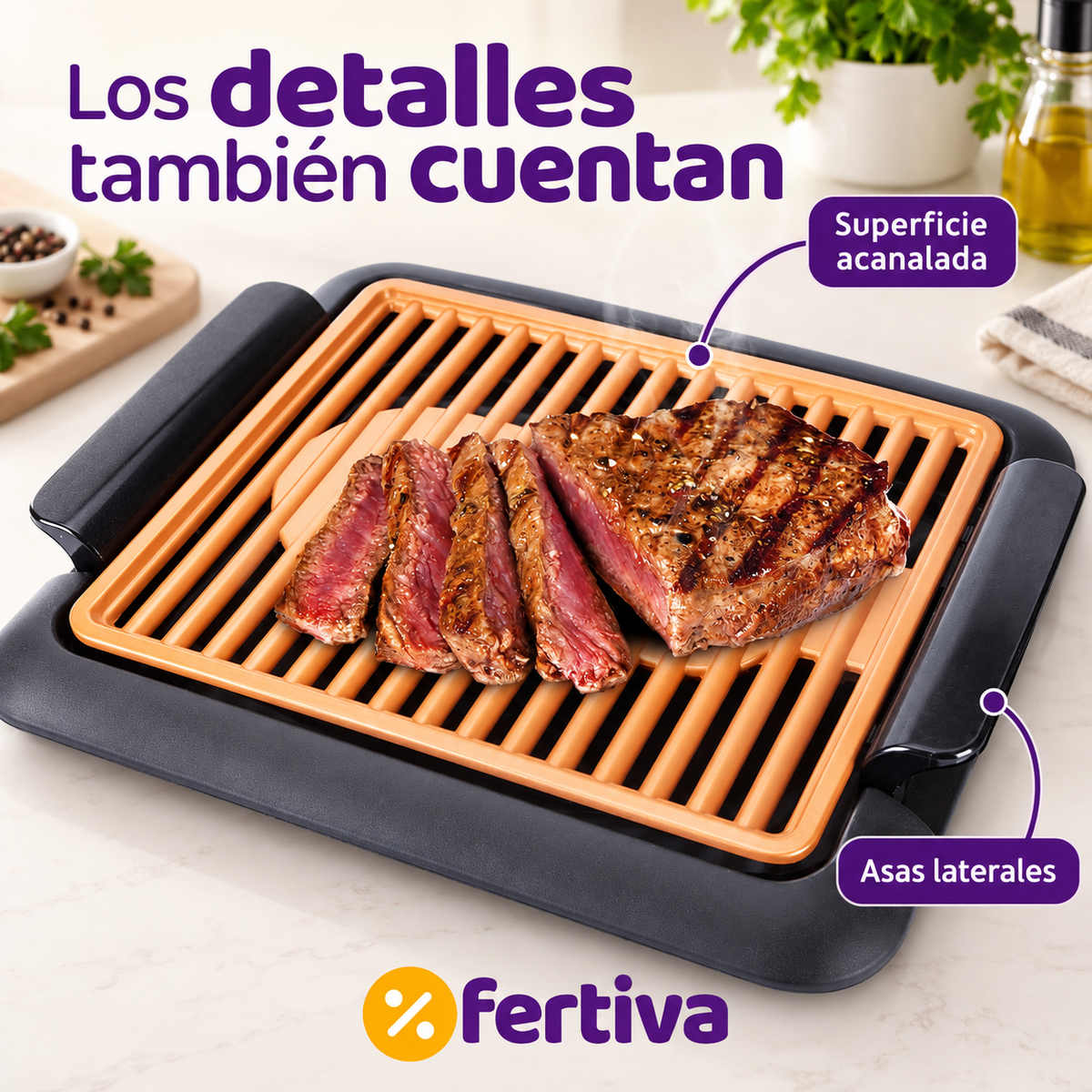 Grill Eléctrico Sin Humo con Revestimiento Cobre