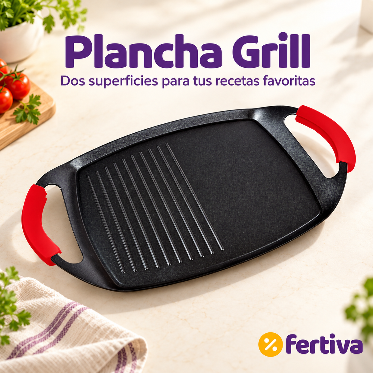 Plancha Grill de Inducción 47 cm con Revestimiento Efecto Piedra