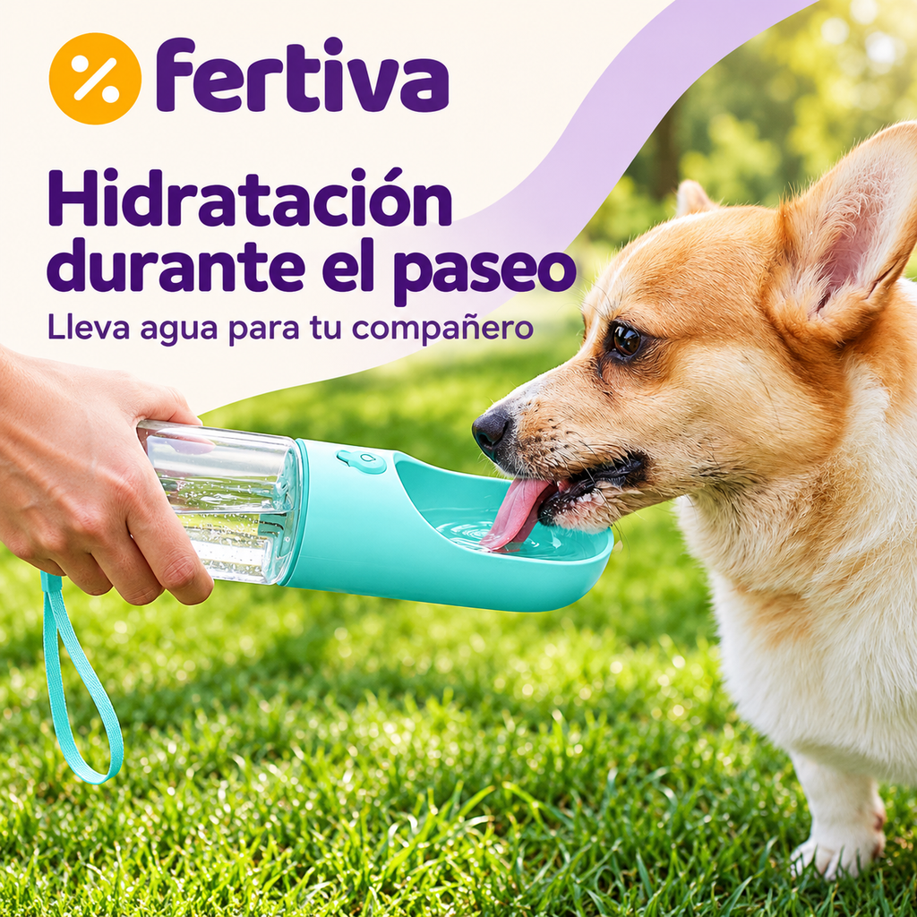 Botella Bebedero Portátil para Perros con Filtro