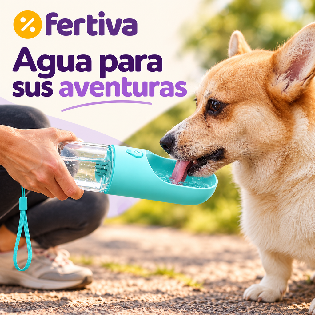 Botella Bebedero Portátil para Perros con Filtro