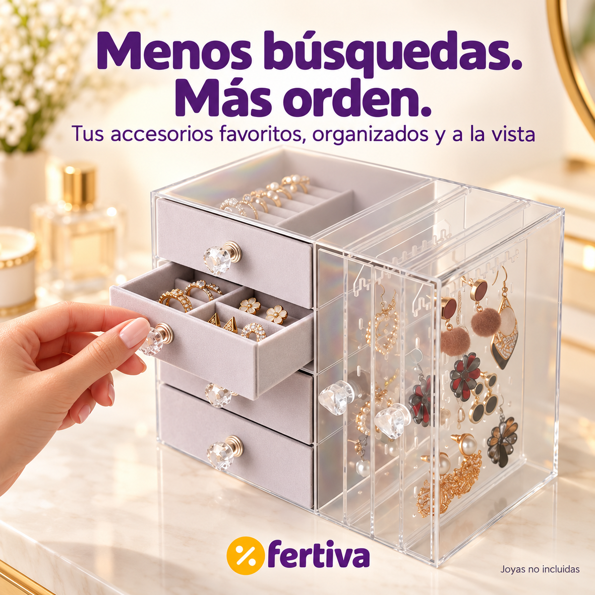 Joyero Transparente de 4 Niveles