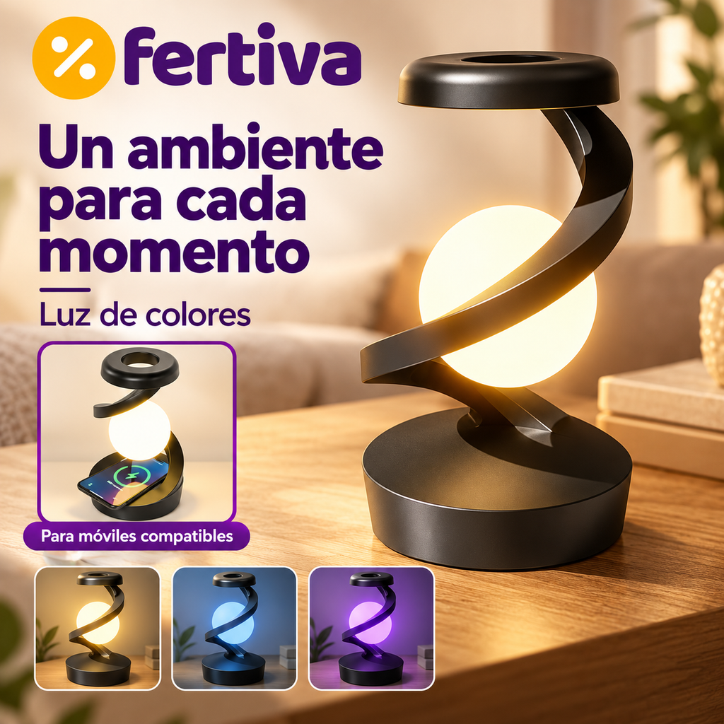 Lámpara Luna Levitante con Cargador Inalámbrico